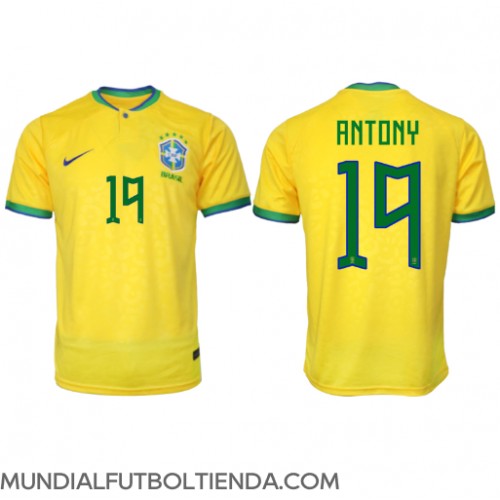 Camiseta Brasil Antony #19 Primera Equipación Replica Mundial 2022 mangas cortas